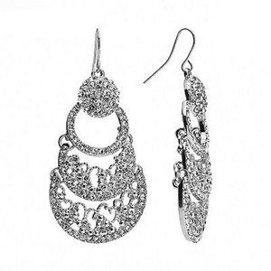 Apt. 9 Silver Crystal Filigree Drop Earrings, NIB